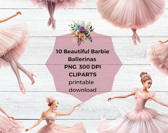 Ballerina Doll PNG Files Bundle ZIP Files, 10 Transparent
