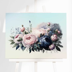 Flower Wall Art Printable,Set of 4 PEONY PRINT room Wall Decor,Flower Digital Download, Floral Pastel Wall Art Set, Pink PEONY Wall Decor