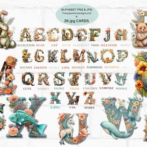 Animal Alphabet Poster, PRINTABLE Wall Art, Educational ABC Poster, Kids Room Decor, Nursery Wall Art, Nursery Decor, Digital Download