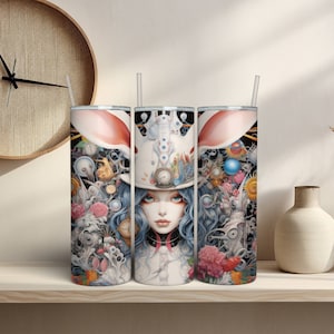Wonderland  STORY 20oz, 30 oz skinny tumbler wrap straight and tapered tumbler sublimation design PNG of Alice in Wonderland