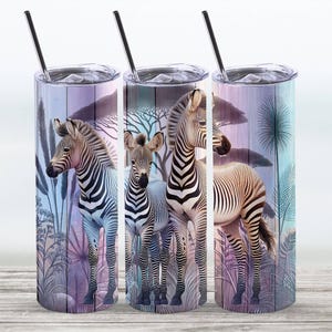 Jungle Zebra Tumbler Wrap, Tropical Tumbler PNG, Wild Animal Seamless 20 Oz Skinny Straight Tumbler Sublimation Design, Digital Download