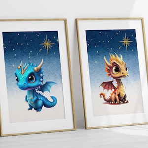 Printable Wall Art,Baby Dragon Set Nursery Digital Art,Cute Dragon Wall Art,Dragon Print,Dragon Decor,Dragon Kids Room Decor Printable Art