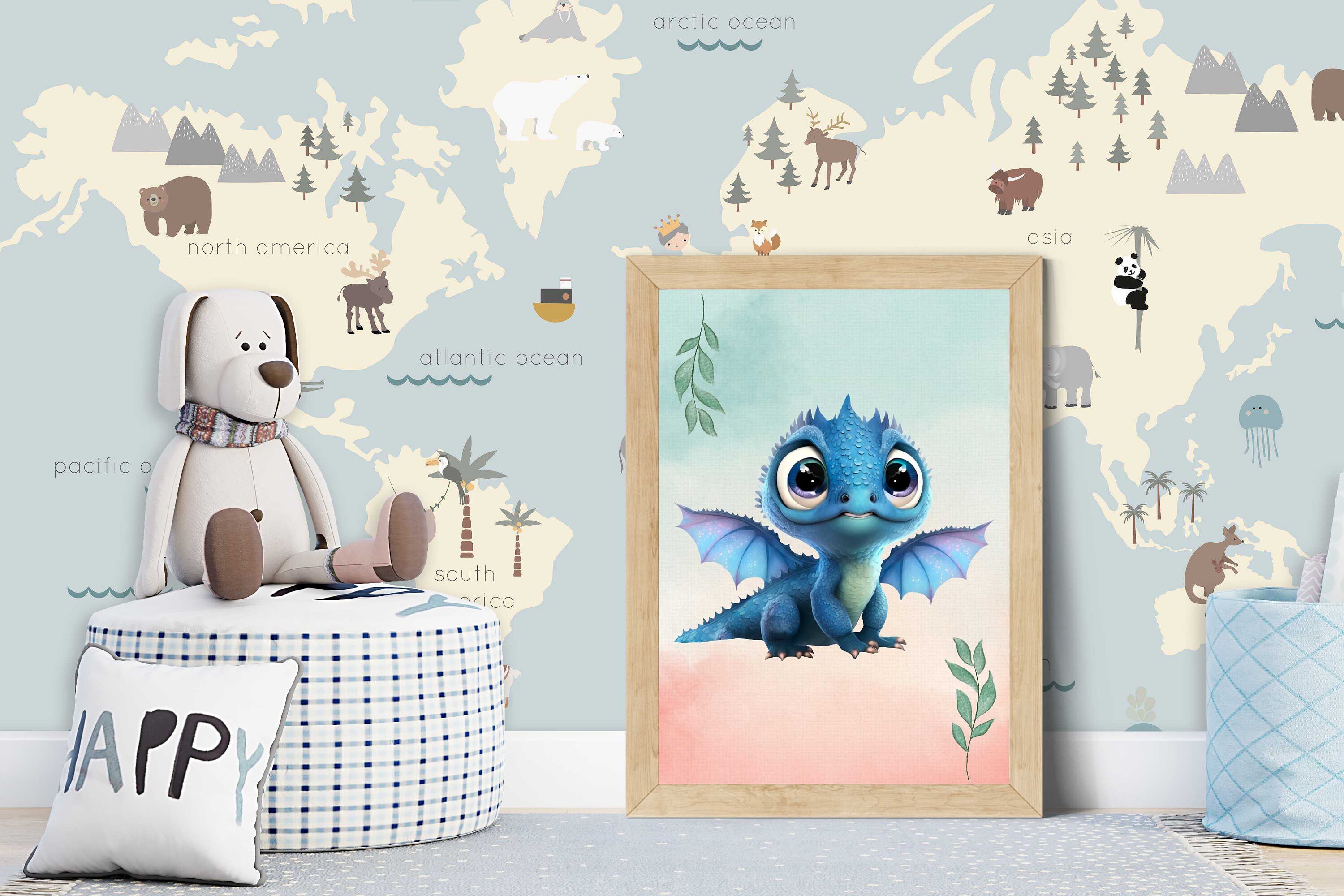 DRAGON BABY Nursery Printable Boys Room Digital Blue Decor Set of 3 ...