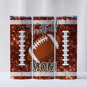American Football Mom Tumbler Wrap Sports Mom Sublimation Download Digital Design Football Glitter Tumbler Wrap 20oz  Skinny Tumbler PNG