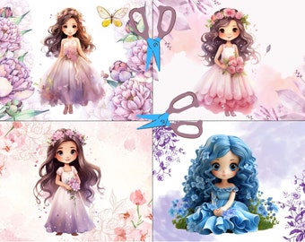 44 Cute Fairies Clipart, PNG Clipart Bundle, Watercolor Fairy Girls ...