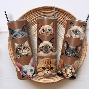 Katter Tumbler Wrap Kattälskare Slim 20 oz, 30 oz Tumbler Sublimeringsdesign Söt Katt Tumbler PNG, Digital Nedladdning