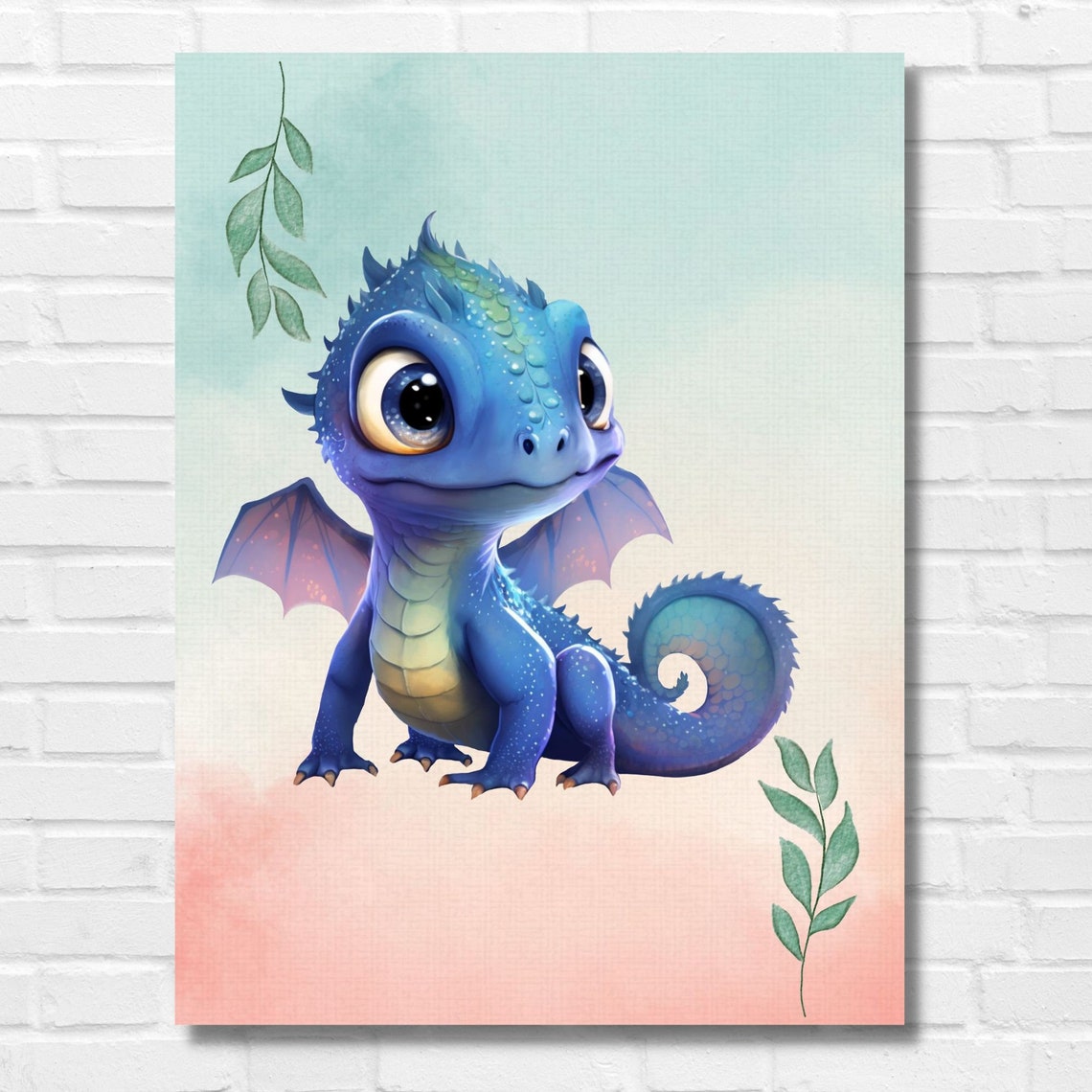 DRAGON BABY Nursery Printable Boys Room Digital Blue Decor Set of 3 ...