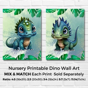 Nursery Printable Art Set, DIY Nursery Decor, Dragon Print Boy Room Nursery Art Fairytale Baby Dragon Wall Art Decor, Cute Baby Dragon