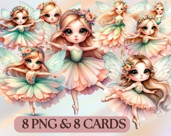 Fairy Ballerinas Clipart PNG Printable Pastel High-Quality PNG, Girl Instatnt  Digital download, Dance Girl Paper-Craft Junk Journal Fairy
