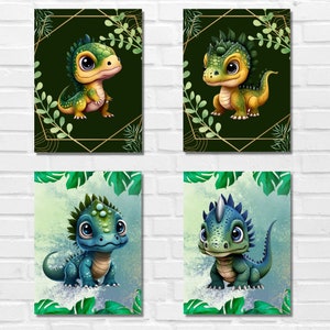 Baby Dragons Nursery Prints, Set of 4 Dragons, Boy Room Printable Wall Art,Playroom Wall Decor, Fairytale Kids Room Decor,  DIGITAL DOWNLOAD