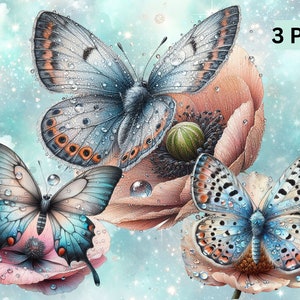 Butterfly Clipart Watercolor PNG, Butterfly Wall Art, Printable Card, Junk Journal, Butterfly Illustration, Sublimation Design, Scrapbooks