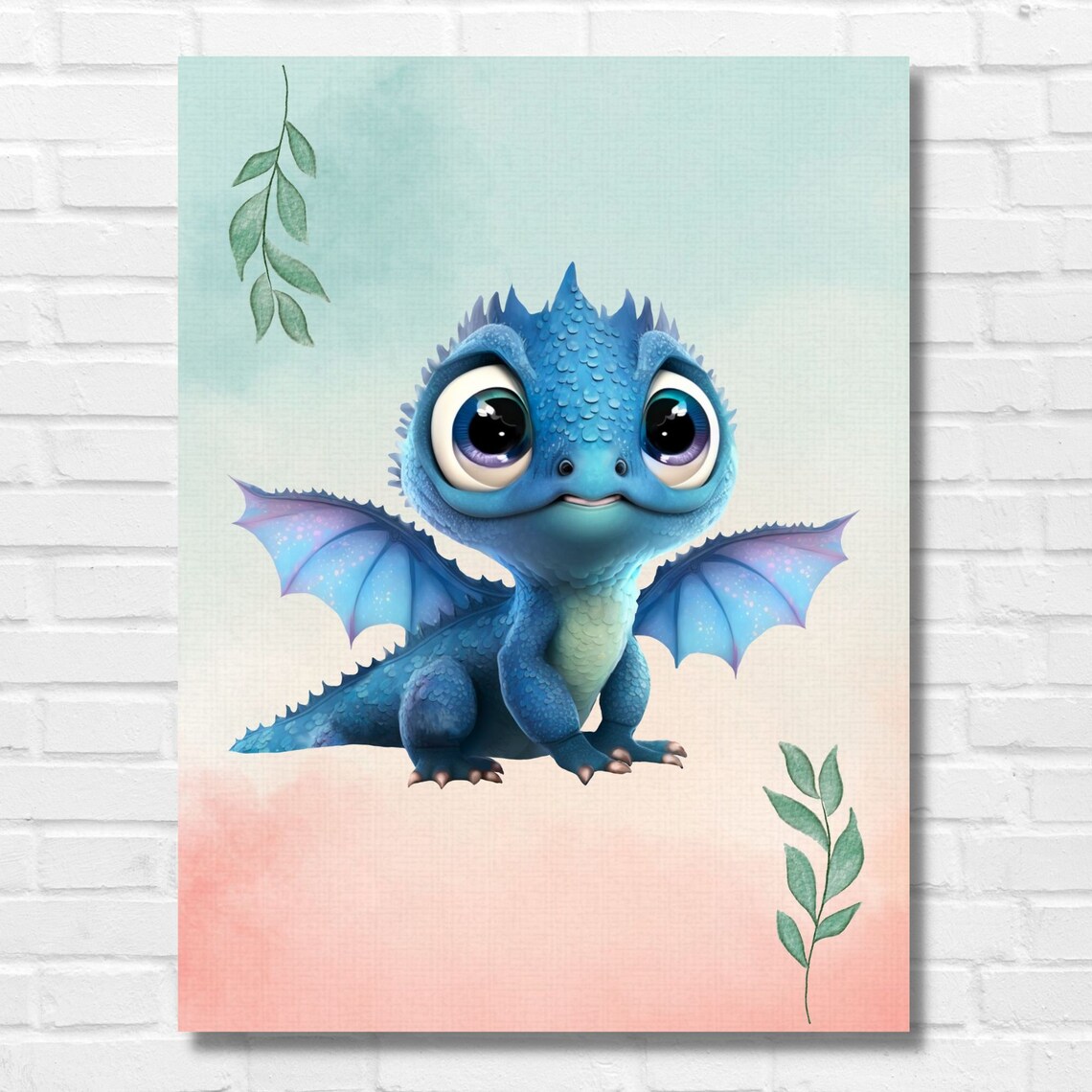 DRAGON BABY Nursery Printable Boys Room Digital Blue Decor Set of 3 ...