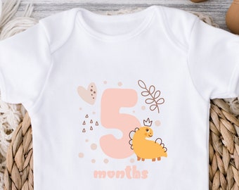 5 Months Baby Girl Milestone Onesie® | Baby Shower | Baby Girl Gift | Baby One Piece