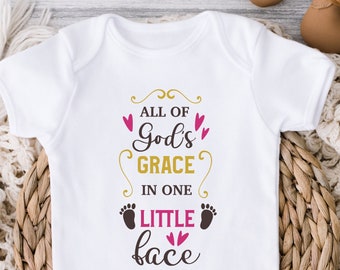 All of God's Grace in One Little Place Onesie® | Pink Bodysuit | Baby Girl Gift | Baby One Piece