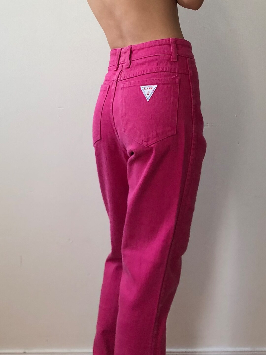 Vintage Hot Pink High Waisted Jeans, Usa Made Barbiecore Fuschia Jeans