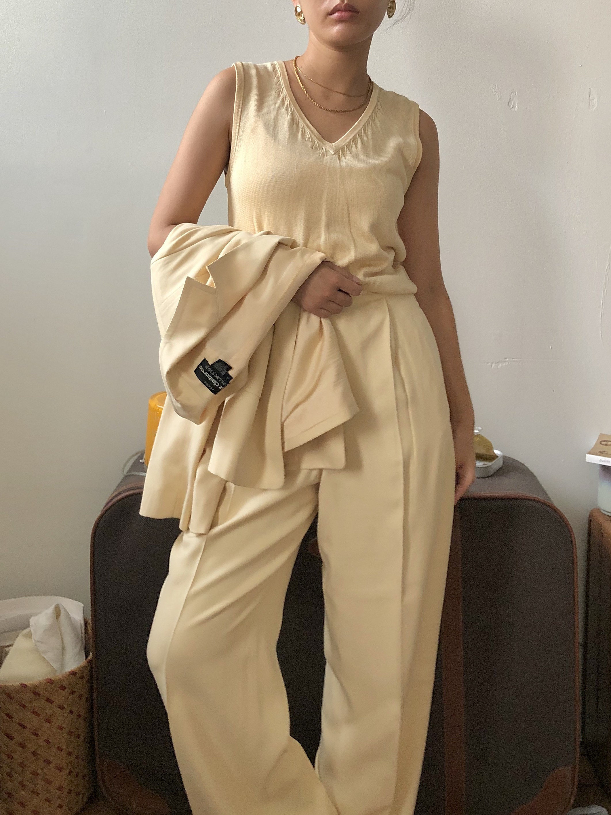 Vintage Silk Pantsuit in Champagne Color Silk Vest Blazer & Etsy