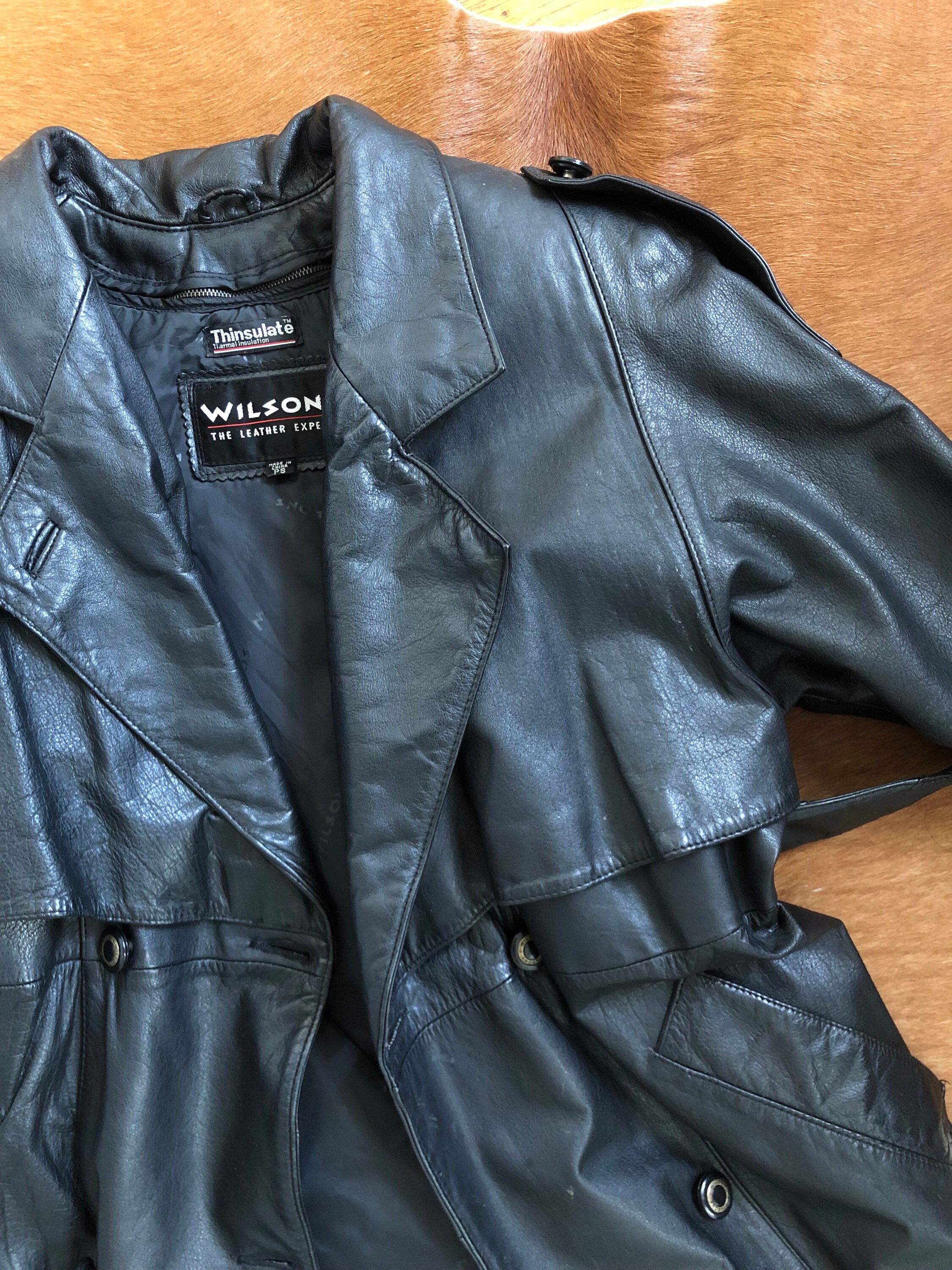 Vintage Wilson's Leather Trench Coat Matrix Vibe Insulated Etsy