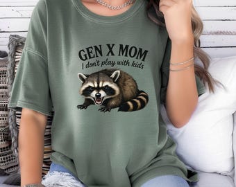 Mamá de la Generación X, Mapache Enfadado. Camiseta gráfica, idea de regalo para el Día de la Madre, camiseta para niño rebelde, regalo para mamá, camiseta de la Generación X, regalo divertido, sarcástico.