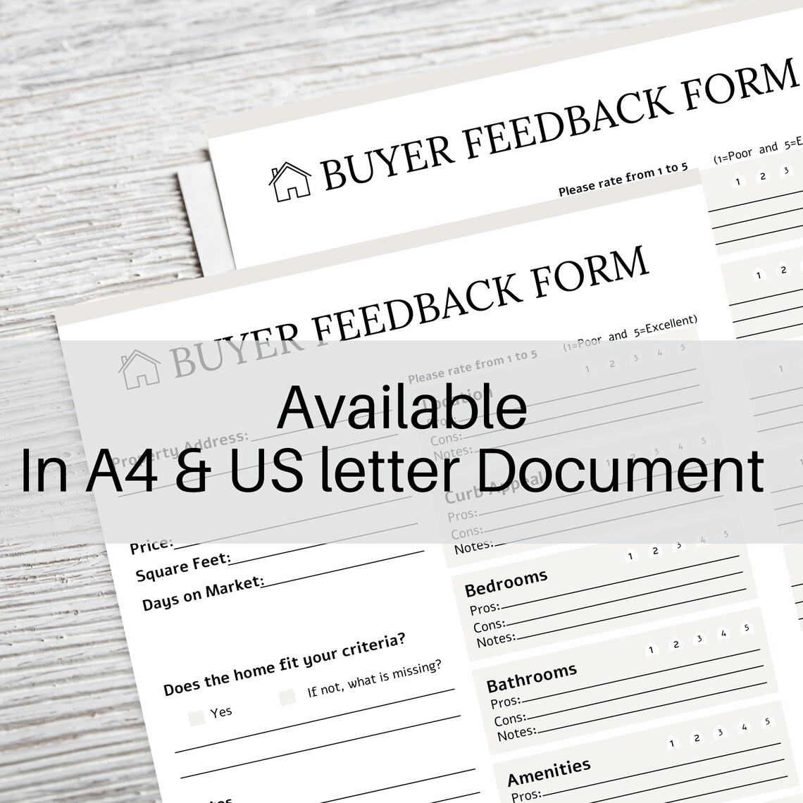 Buyer Showing Feedback Form Showing Schedule Real Estate Marketing