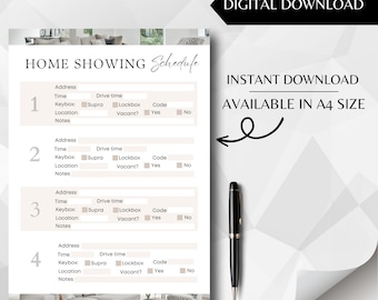 Home Toont schemasjabloon | Formulier voor kopersrondleiding | Makelaar / makelaar digitale download