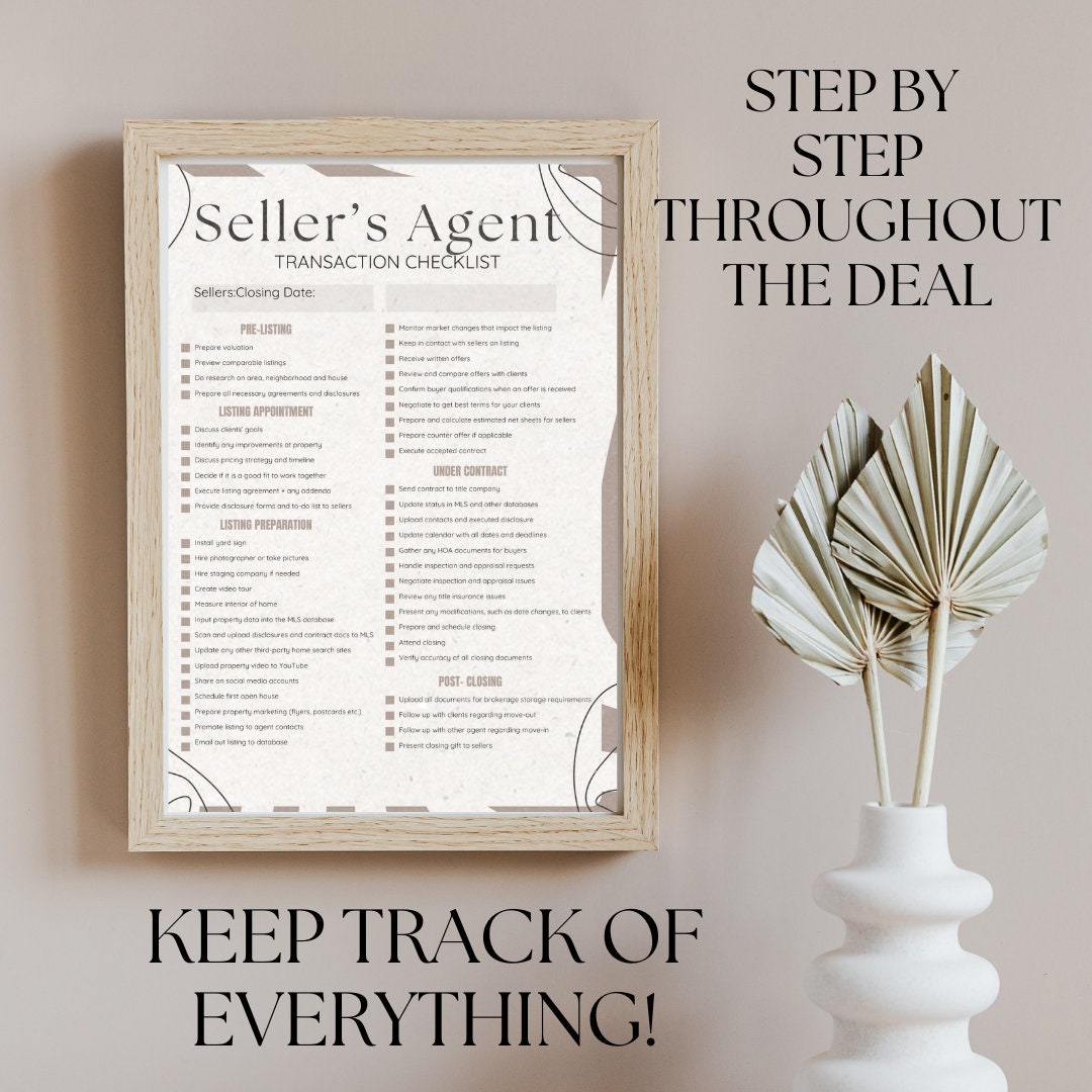 Agent Using A Checklist Buyer's Agent and Seller's Agent Transaction Checklist | Step by Step ...