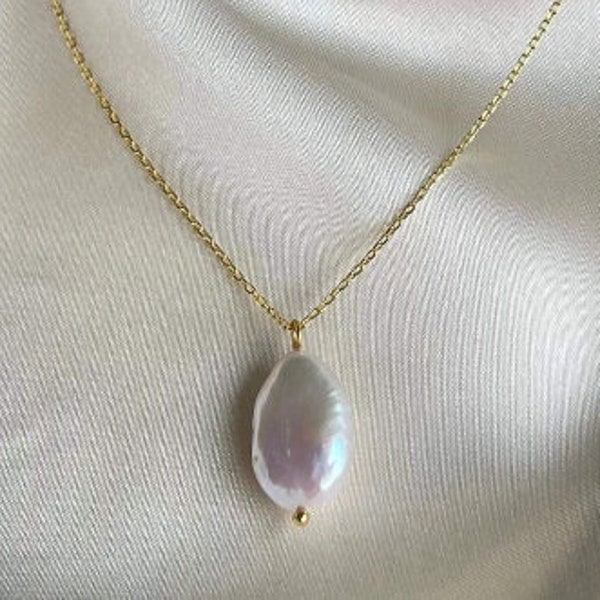 Baroque Pearl Pendant Necklace, Irregular Pearl Necklace, Layering Necklace, Unique Gift for Her