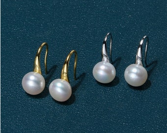 Pearl Drop Earrings, Pearl Dangle Earrings, Everyday Earrings, Minimalist Pearl Earrings, Gift for Her