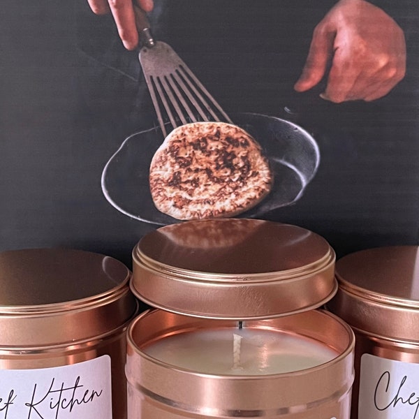 Chef scented candle in a rose gold coloured tin 20cl