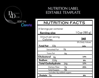 Nutrition Facts Bi lingual Horizontal Template for Canadian Label STOP