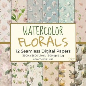 Aquarell niedliche Blumen, Blumenblätter nahtlose Muster Set, Blumen Hintergründe, druckbares digitales Papier, Textilien, Tapeten, Kinderzimmer