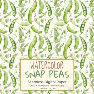 AQUARELL SNAP PEAS digitales Papier, Gemüse nahtlose Muster, druckbares digitales Papier, für Tapeten, Geschenkpapier, Textilien