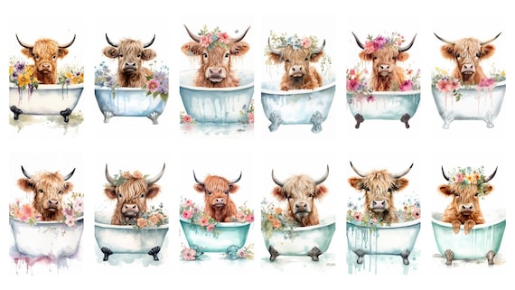 Baby Shower Highland Cow and Calf Watercolor Wrapping Paper