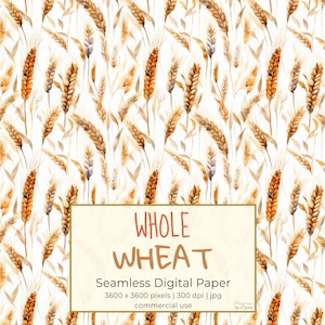 HELE TARWE, boerderijgranen naadloos herhaalpatroon voor achtergronden, afdrukbare digitale papierset, scrapbooking, aquarel, downloaden