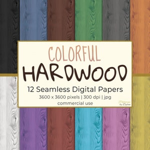 MADERA DURA COLORIDA, Conjunto de patrones sin costura de panel de grano de madera, Papel digital imprimible, Para textiles, Pisos de vinilo, Pisos laminados