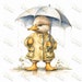Baby Ducklings in Rain Gear Hand Drawn Illustrations Bundle, Set of 12 ...