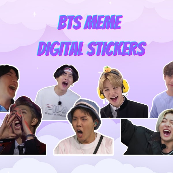 BTS Funny Meme Digital Stickers, bts stickers, bts png for planners goodnotes, bts digital clipart, bangtan boys stickers pack, army borahae