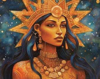 Mayan Goddess Wall Art, Goddess Wall Art, Mayan Wall Art