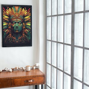 Mayan God Wall Art, Mayan Art, Digital Download, Digital Print, Digital Wall Art, Digital Art, Digital Download Print