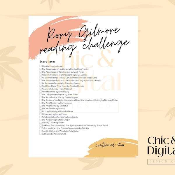 Rory Gilmore Reading Challenge List | PDF | Digital | Printable | PDF | 408 Books | Book List | Book Journal | Reading Planner