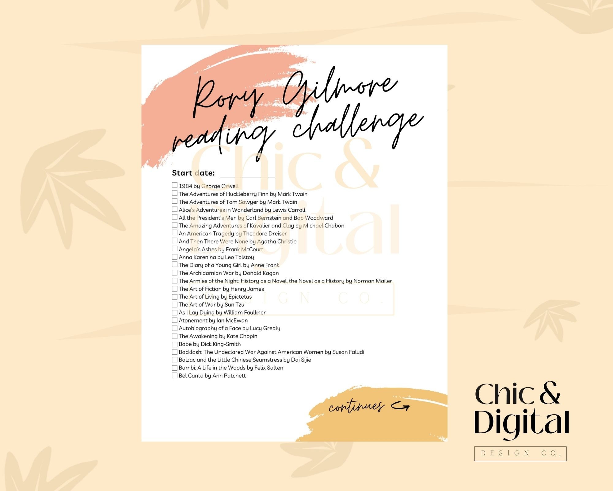 Rory Gilmore Reading Challenge List PDF Digital Printable PDF 408 Books ...
