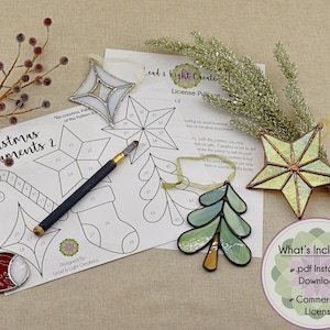 Christmas Ornaments 2, Stained Glass Pattern - Commercial License