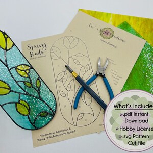 Spring Buds, Stained Glass Pattern +.svg Cut File - Hobby License