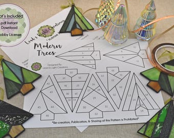 Modern Trees - Ornaments, Stained Glass Pattern - Hobby License