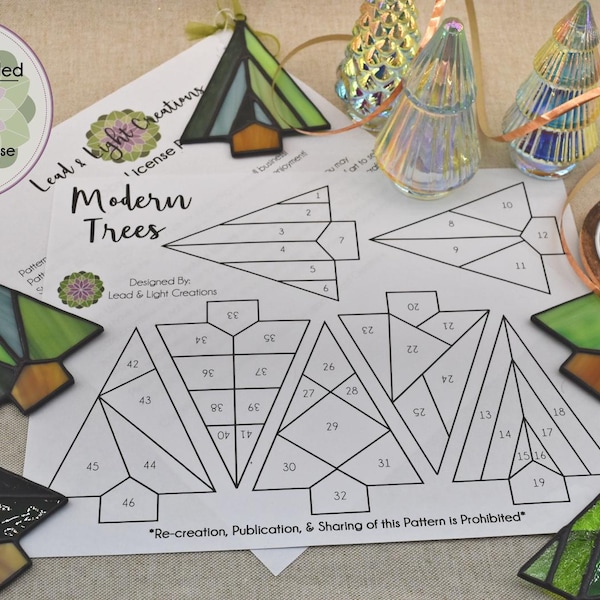 Modern Trees - Ornaments, Stained Glass Pattern - Hobby License