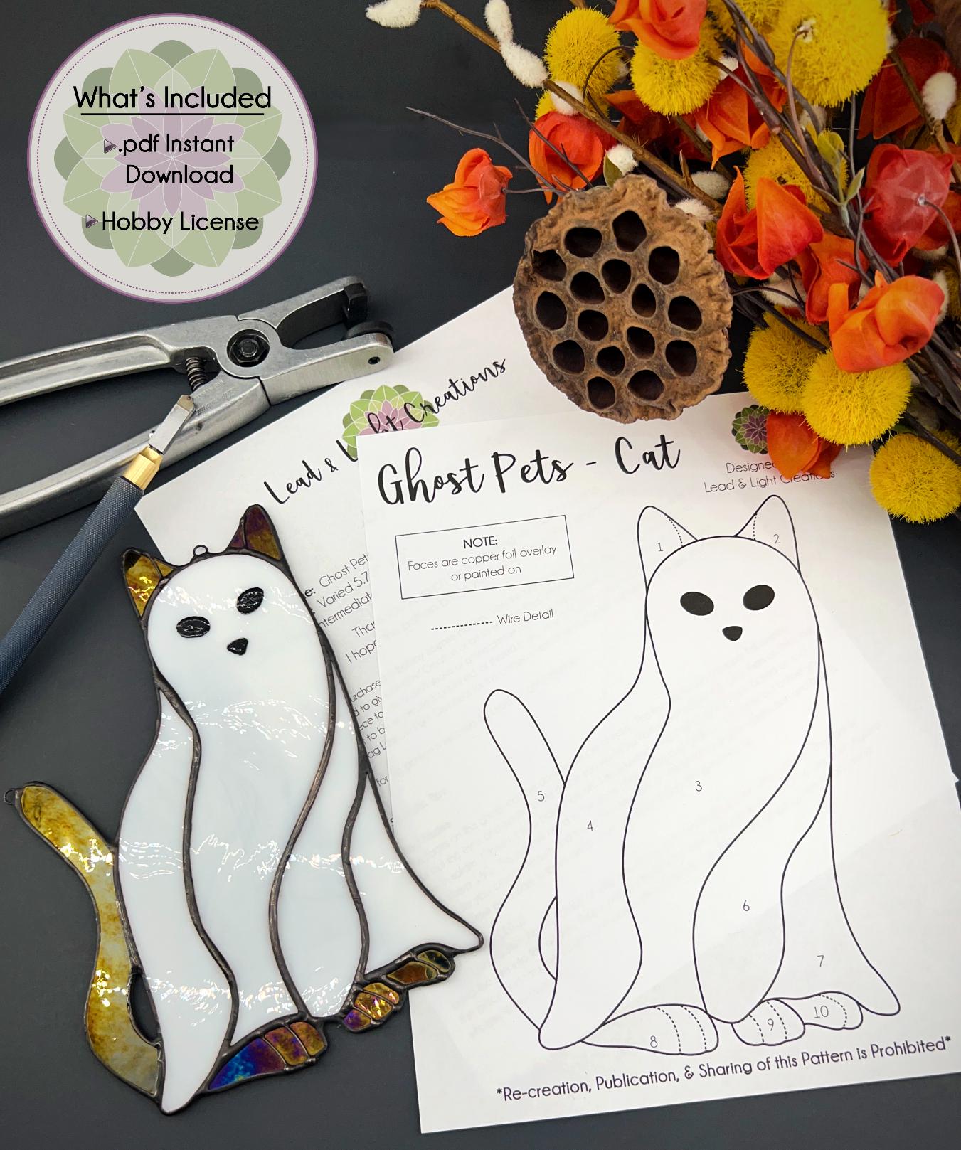 Ghost Pets - Cat, Stained Glass Pattern - Hobby License