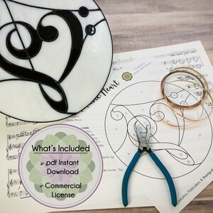 Music Heart - Stained Glass Pattern - Commercial License