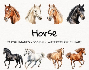 Horse | Watercolor Clipart Set | Horse PNG | Animal Illustation | Free Commercial Use
