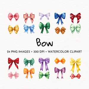 Bow | Watercolor Clipart Set | Bow PNG | Decorative Illustation | Free Commercial Use
