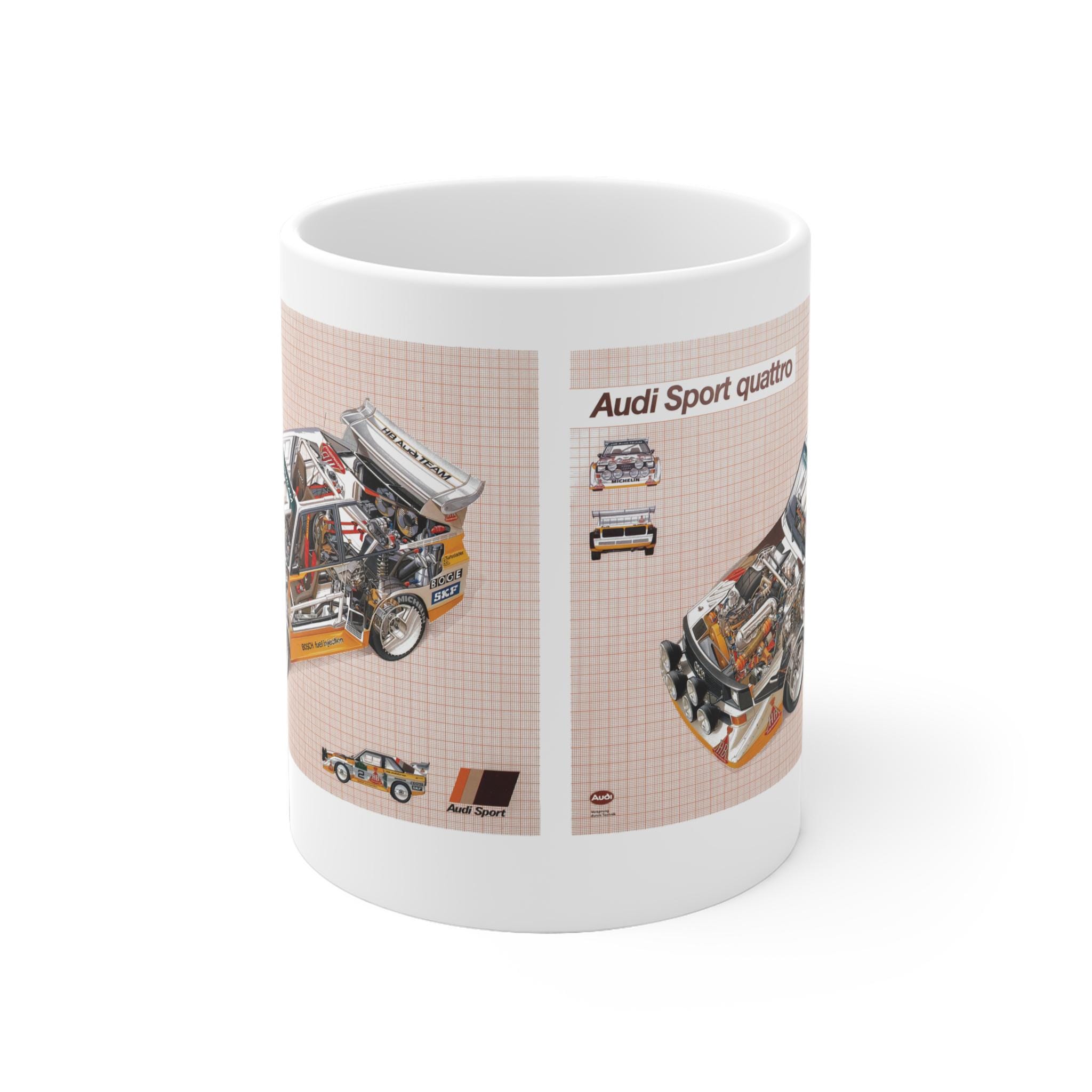 Mug Personnalisé Audi Quattro GECO - Céramique Blanche 300ml - Mug Café Audi A4 B4 S4 S8 - Neuf
