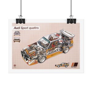Audi Sport Quattro S1  car Rolled Poster | vintage rally blueprint